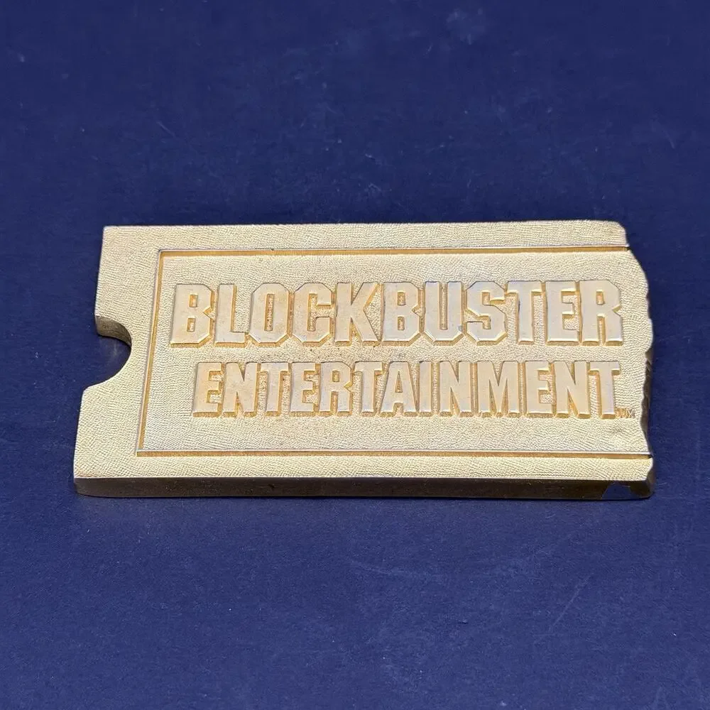 Vintage 1994 Blockbuster Entertainment Shareholder Gold Tone Paper Weight
